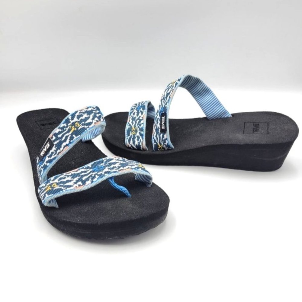 Teva Mush Mandalyn Loma Wedge Sandals Womens 8 Lucia Blue